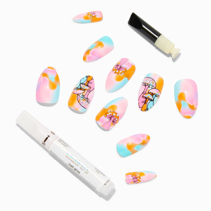 Multicolored Mushroom Stiletto Vegan Faux Nail Set &#40;24 Pack&#41;,