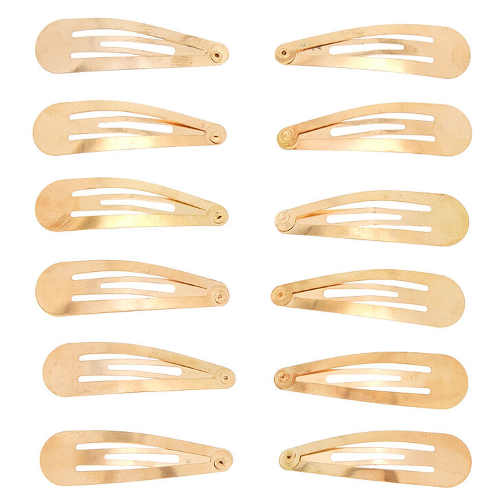 Rose Gold Snap Hair Clips - 12 Pack,
