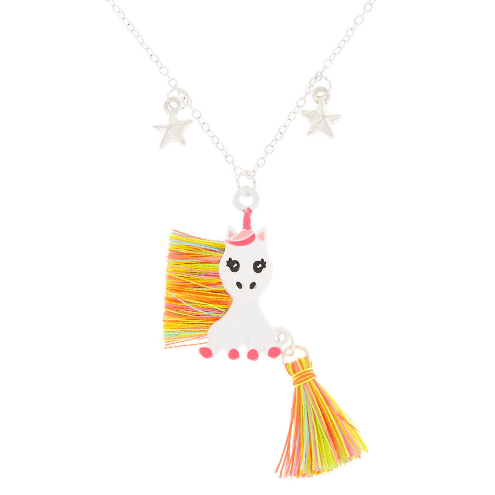 Collier à pendentif à pompom licorne arc-en-ciel du Club Claire's,