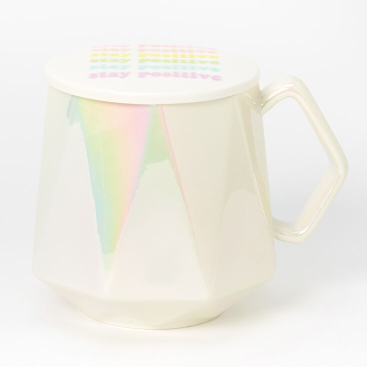 Iridescent Stay Positive Ceramic Mug With Lid,