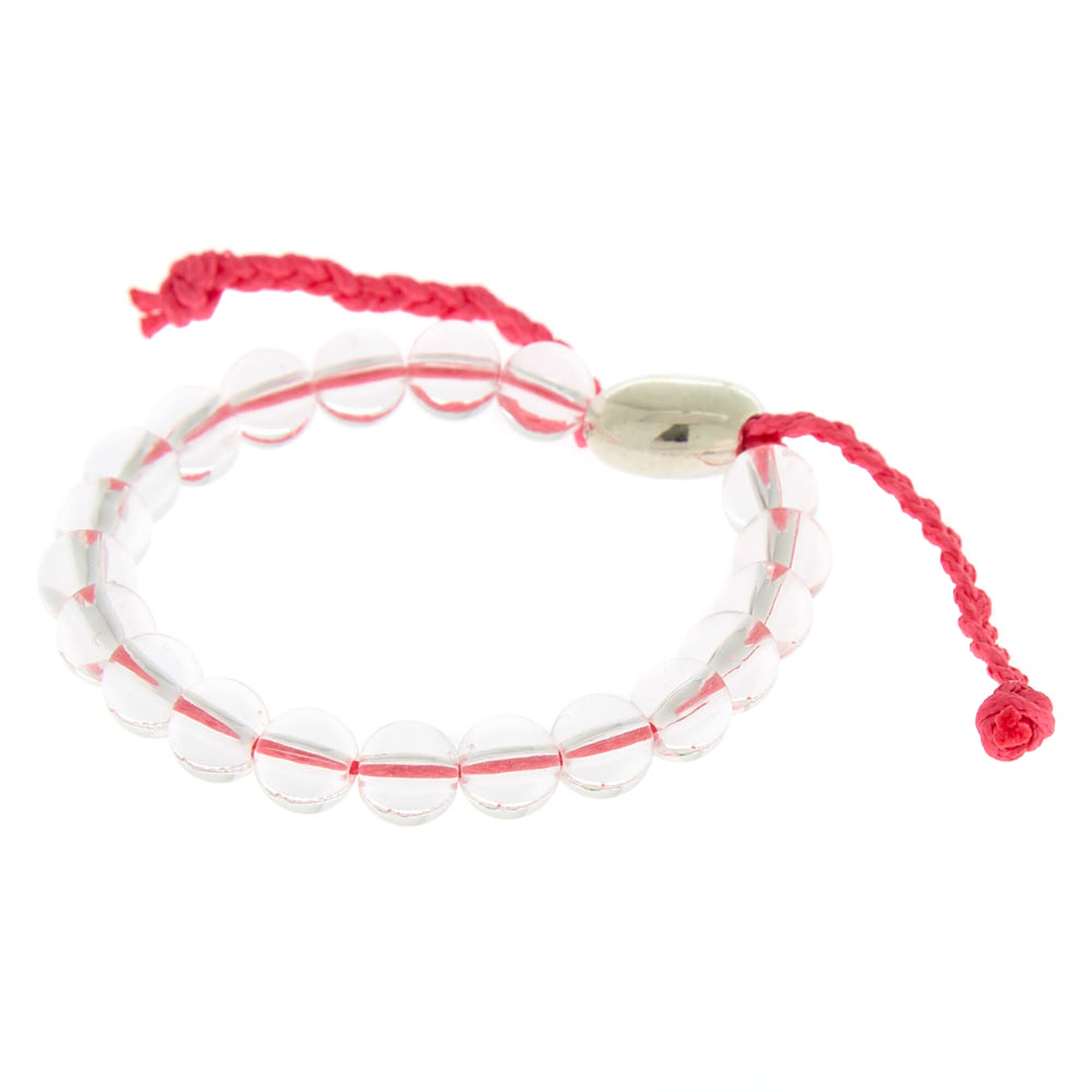 Clear Bead Adjustable Bracelet - Pink | Claire's US