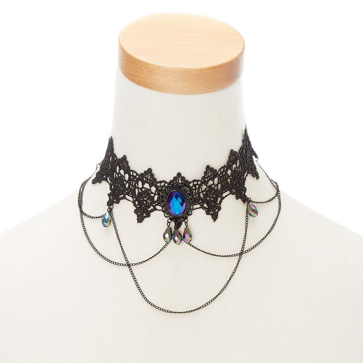 Lace Choker Necklace - Black,