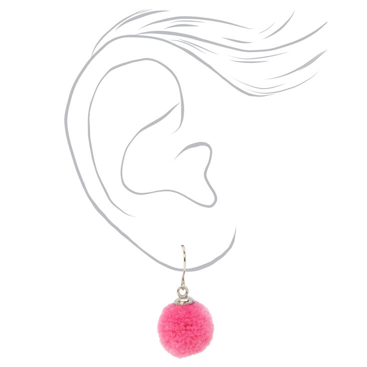 Fuzzy Pom Pom Earrings Set - 6 Pack,