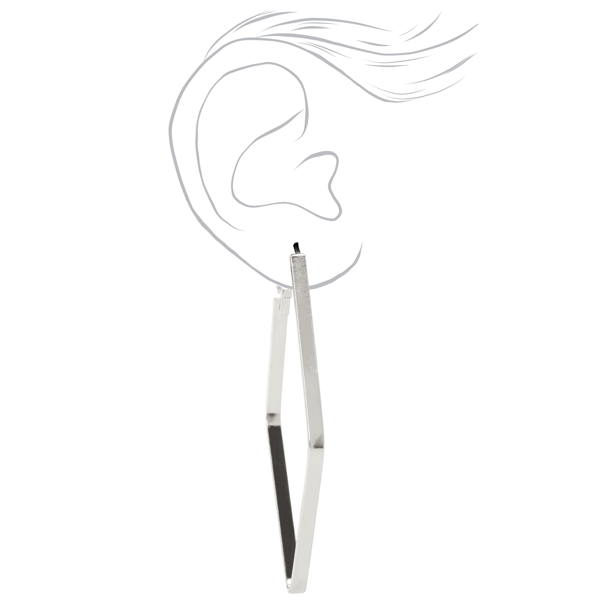 Silver 60MM Geometric Hoop Earrings,