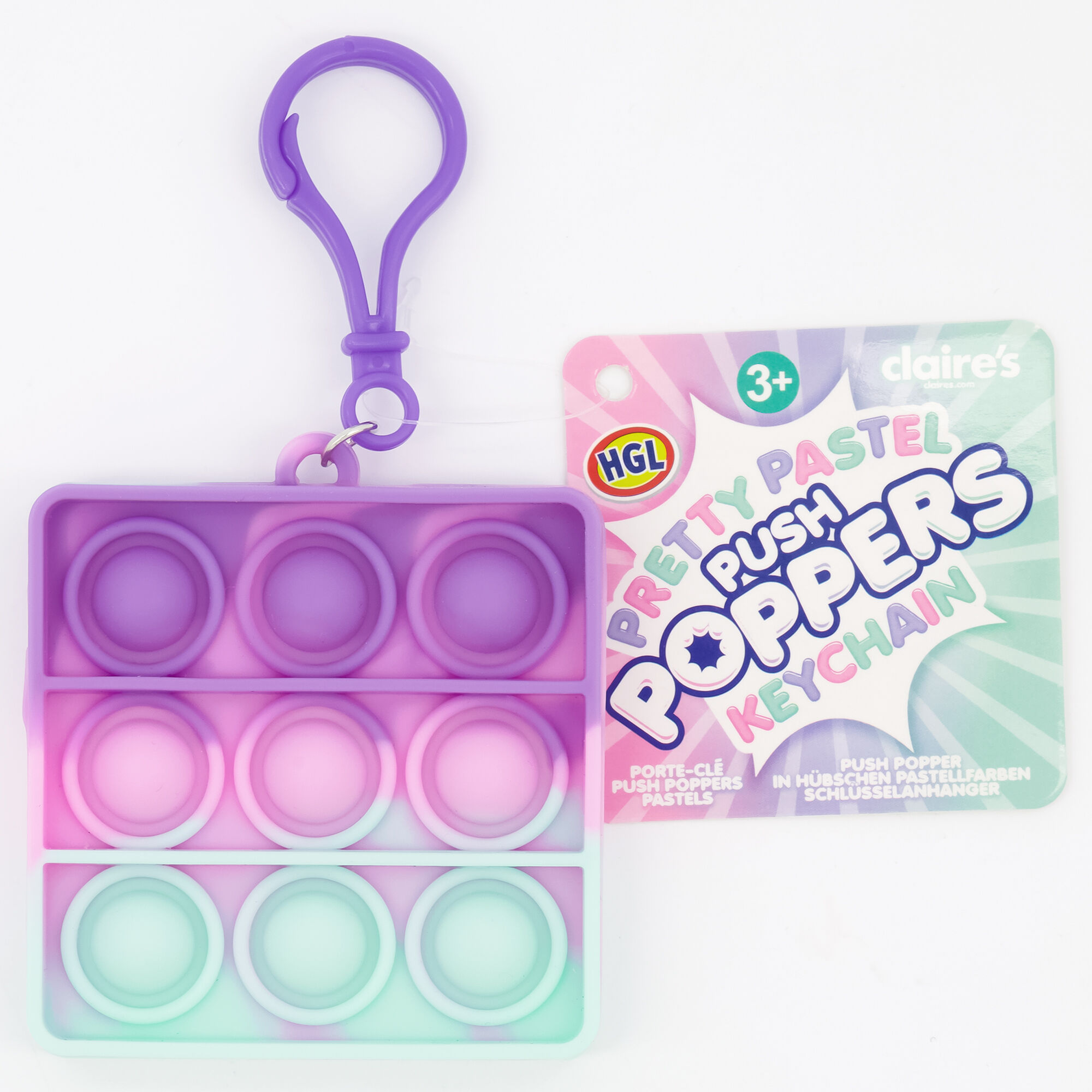 Jouet fidget Push Poppers porte-clés pastel - Les modèles peuvent varier,