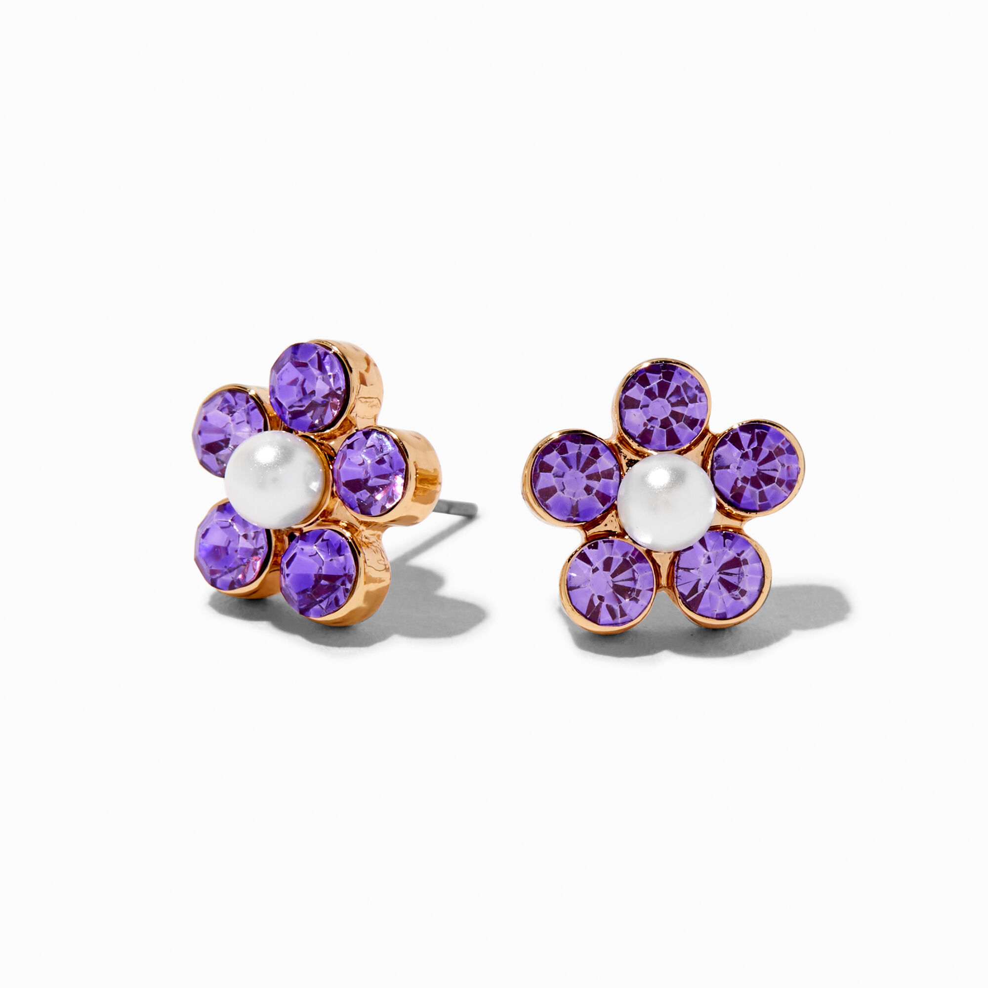 View Claires Crystal Flower Cluster Stud Earrings Lilac information