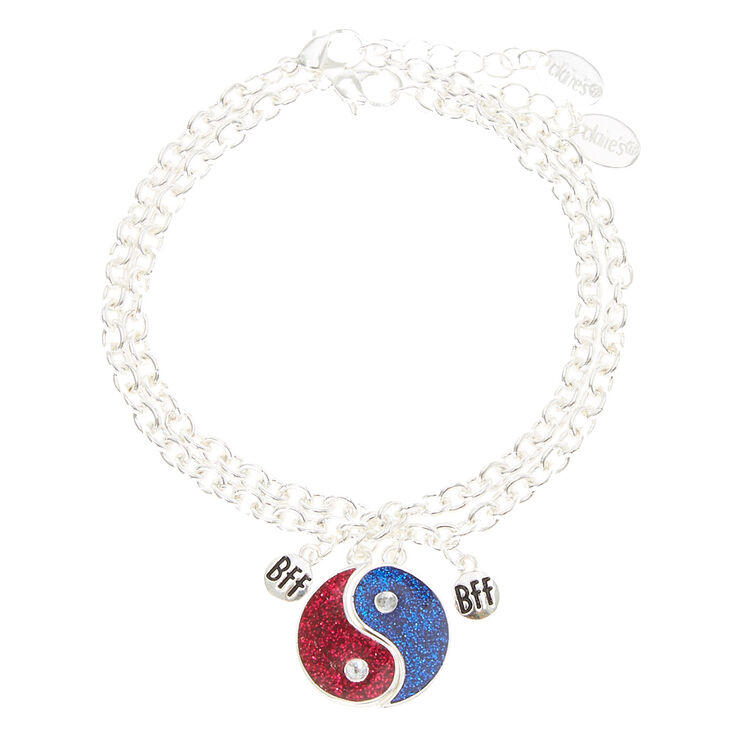 Best Friends Glittery Split Yin Yang Symbol Chain Bracelets Best Friends Glittery Split Yin Yang Symbol Chain Bracelets