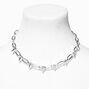 Silver Spike Paperclip Chain Necklace,