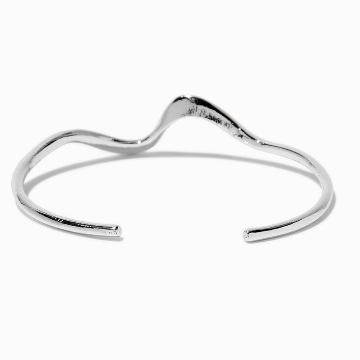 Silver-tone Wavy Swirl Cuff Bracelet,