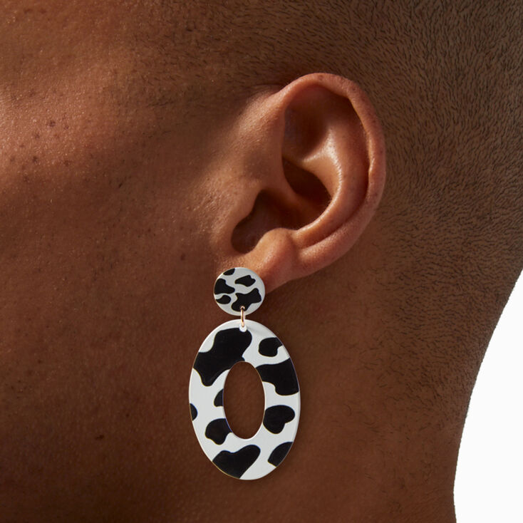 Cow Print 2.5&quot; Drop Earrings,