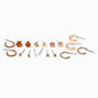 Gold-tone Rose Heart Hoop &amp; Stud Earring Stackables Set - 9 Pack,