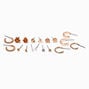 Gold-tone Rose Heart Hoop &amp; Stud Earrings Stackables Set - 9 Pack,