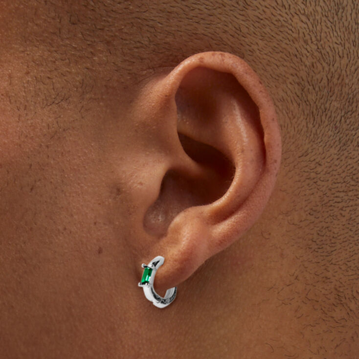 Emerald Green Cubic Zirconia 10mm Hoop Earrings,