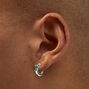 Emerald Green Cubic Zirconia 10mm Hoop Earrings,
