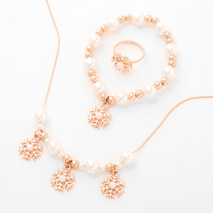Parure de bijoux perles d&rsquo;imitation flocon de neige pour les f&ecirc;tes Claire&#39;s&nbsp;Club - Couleur dor&eacute; rose,