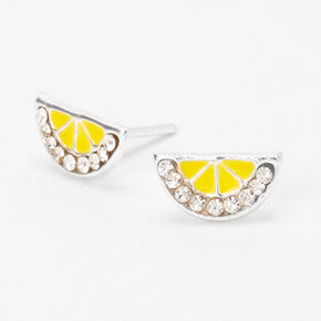 Sterling Silver Lemon Wedge Stud Earrings,