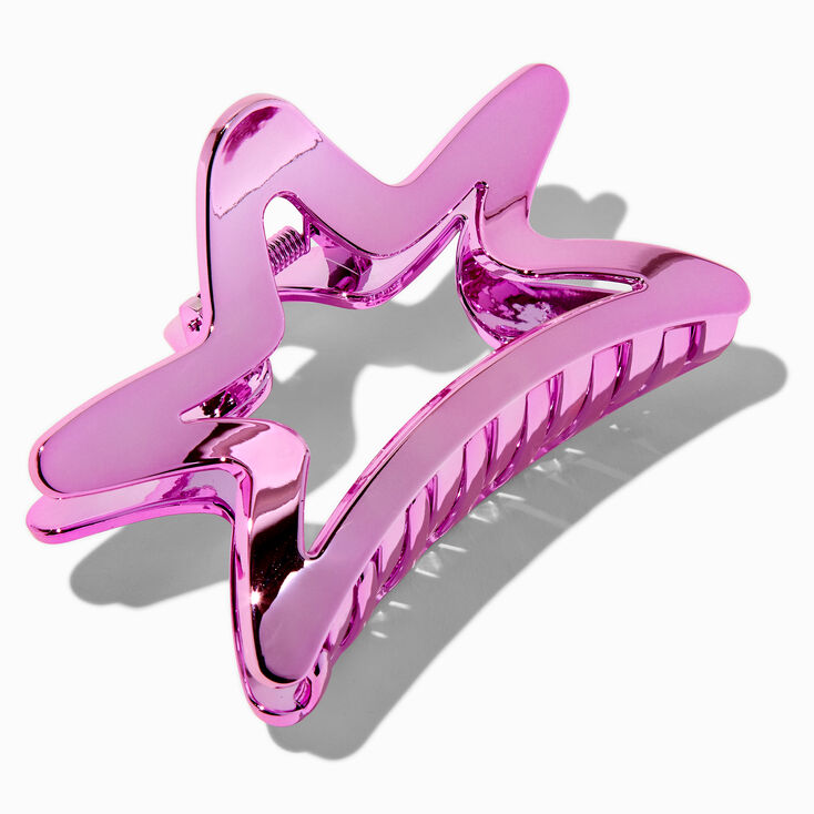 Pince &agrave; cheveux &eacute;toile rose holographique,