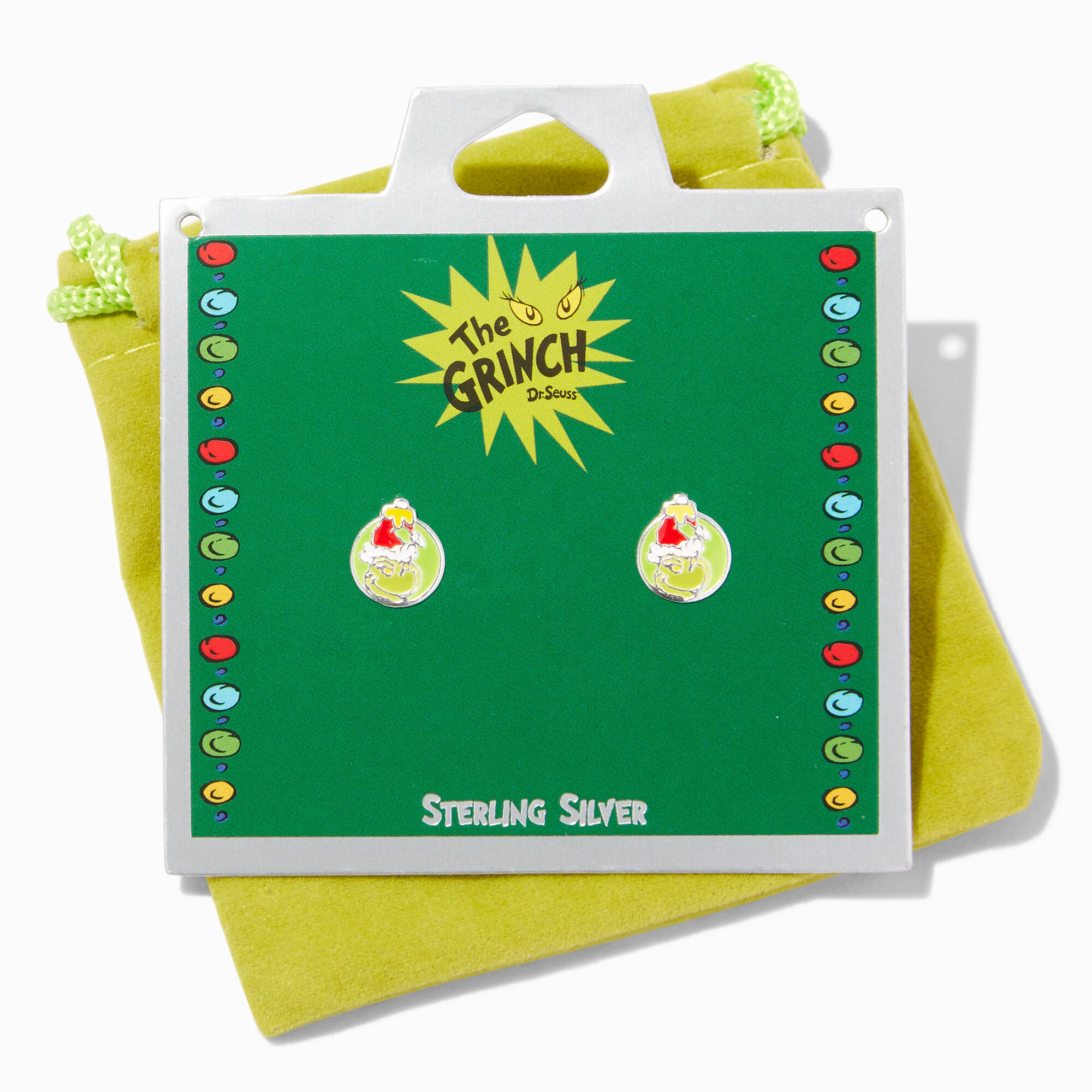 Dr. Seuss™ The Grinch Ornament Sterling Silver Stud Earrings,