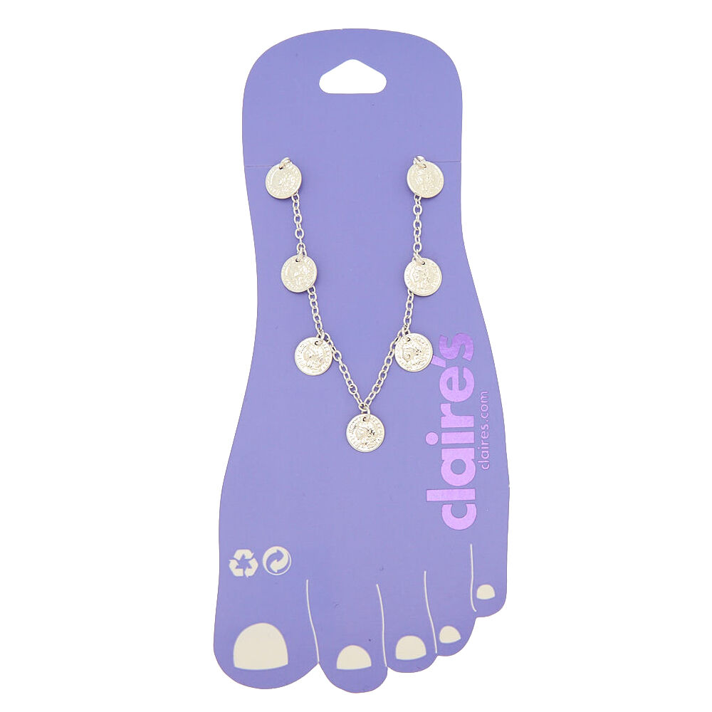 Silver Coin Charm Anklet,