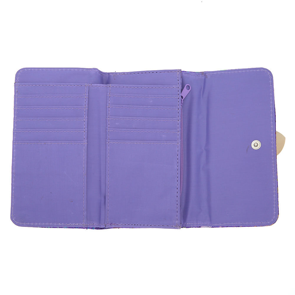Holographic Bow Glitter Star Wallet - Purple,