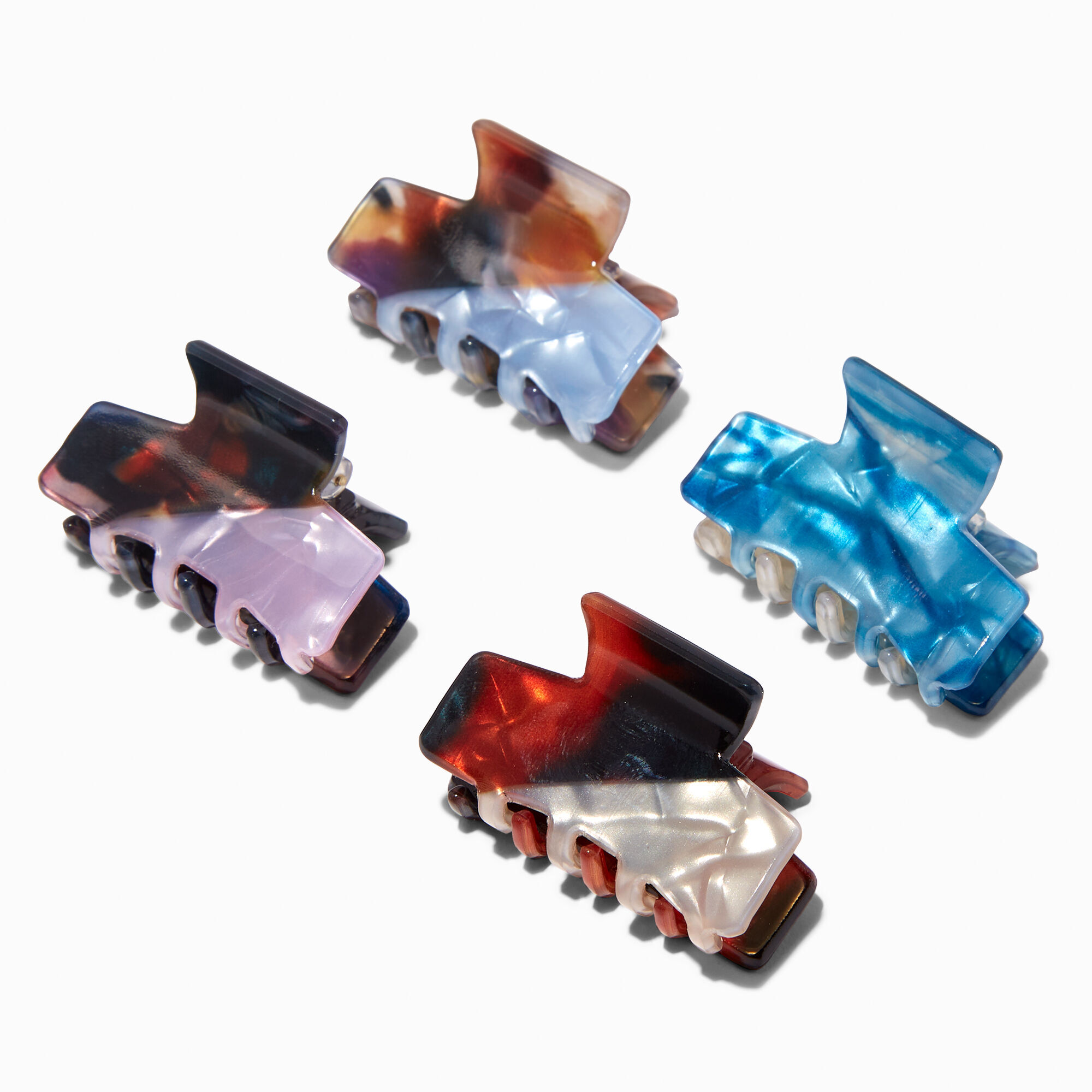 View Claires Tortoiseshell Hair Claws 4 Pack Blue information