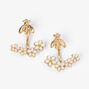 Gold Bee &amp; Daisy Front &amp; Back Stud Earrings,