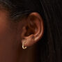 Gold-tone Cubic Zirconia Three-Stone 10mm Huggie Hoop Earrings,