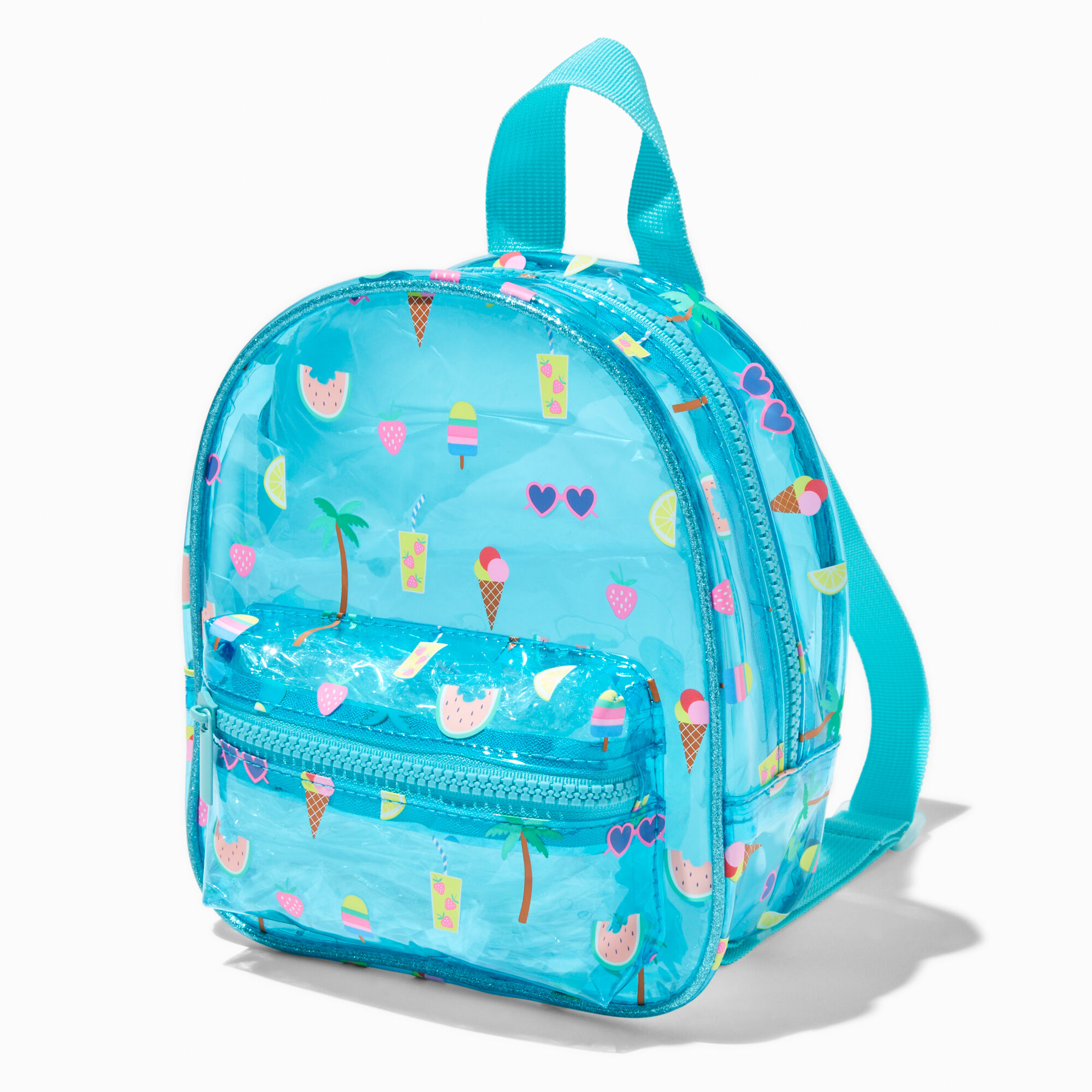 Summertime Icons Transparent Blue Backpack Claire s US