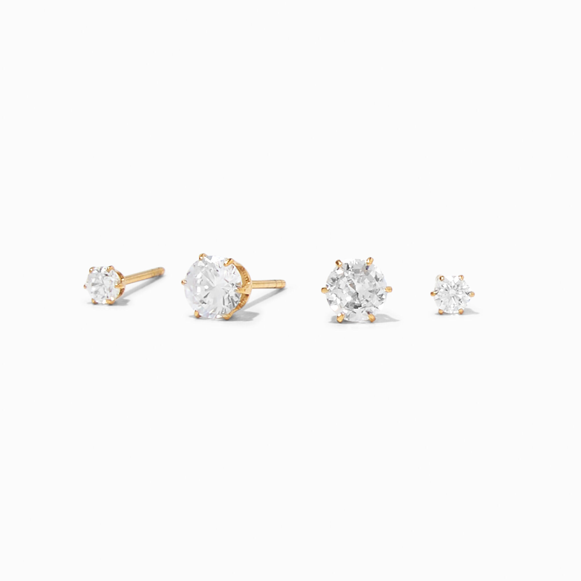 View Claires Titanium Cubic Zirconia Stud Earring Set 2 Pack Gold information