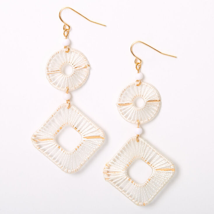 Claire's Pendantes géométriques filetées 6,5 cm couleur dorée - Blanc