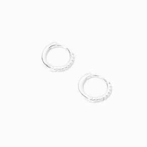 C LUXE by Claire&#39;s Sterling Silver 8mm Cubic Zirconia Pav&eacute; Clicker Hoop Earrings,