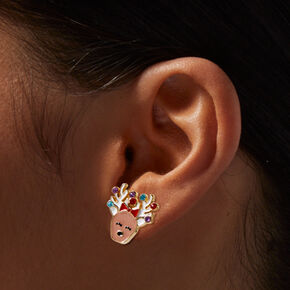 Gemstone Reindeer Stud Earrings,