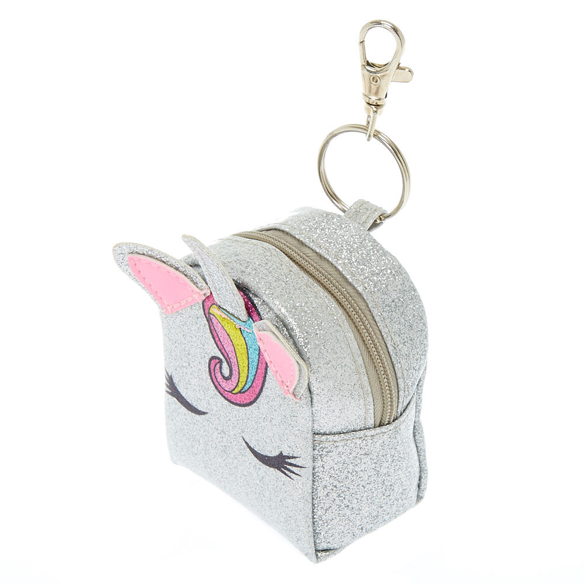 Unicorn Glitter Mini Backpack Keychain Silver Claire S Us