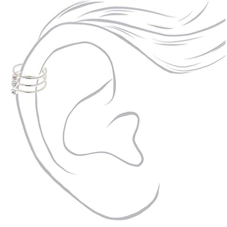 Silver Embellished Triple Band Ear Cuff,