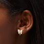White Butterfly Gold Clip On Earrings,