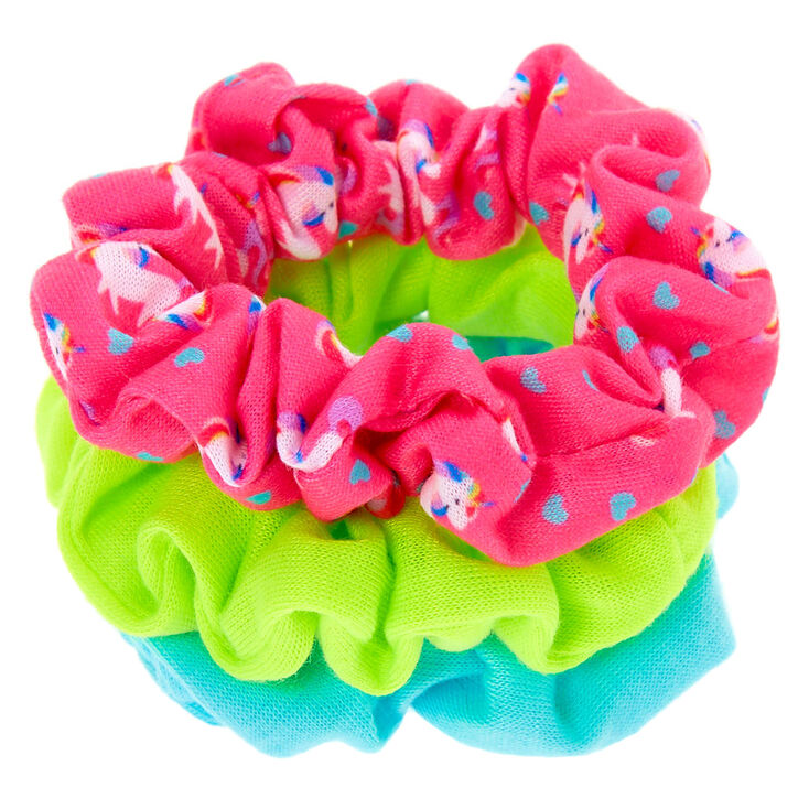 Claire&#39;s Club Small Neon Unicorn Hair Scrunchies - 3 Pack,