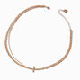 Gold-tone Twisted Cable Cross Necklace ,