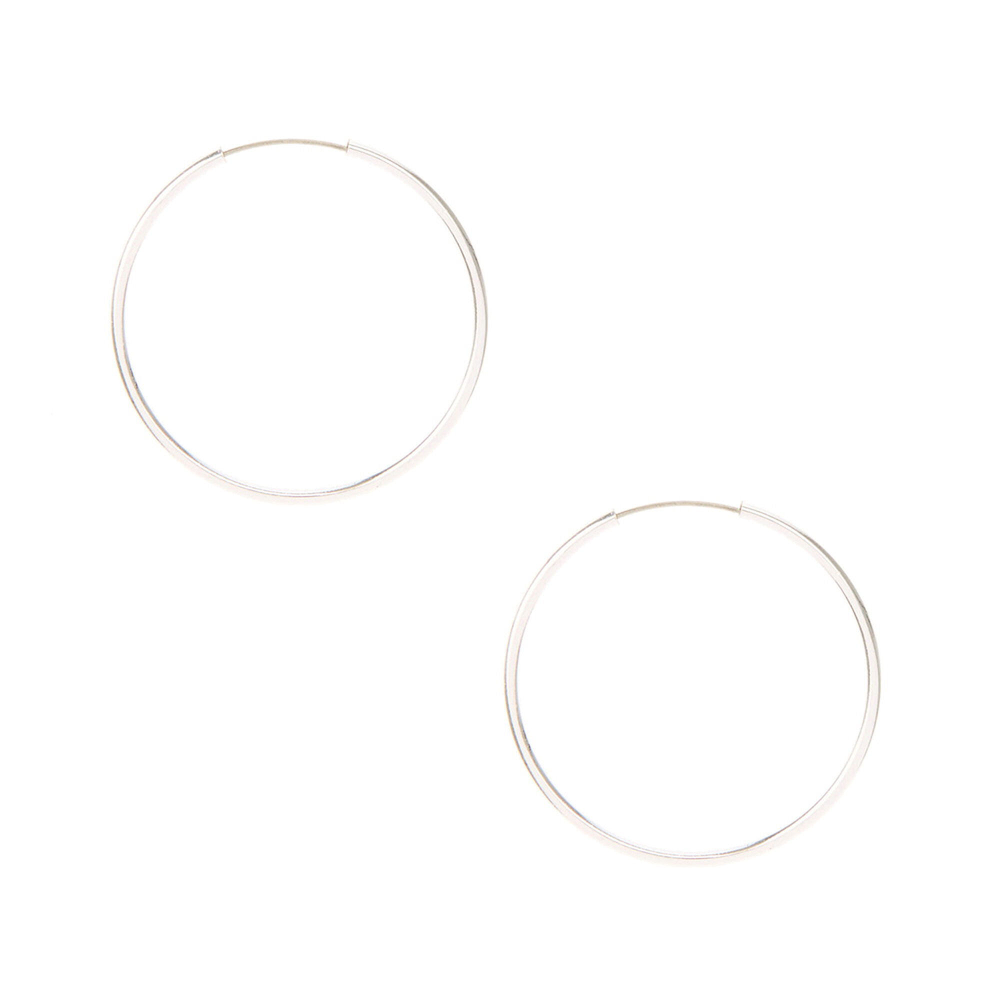 View Claires Tone 25MM Hoop Earrings Silver information