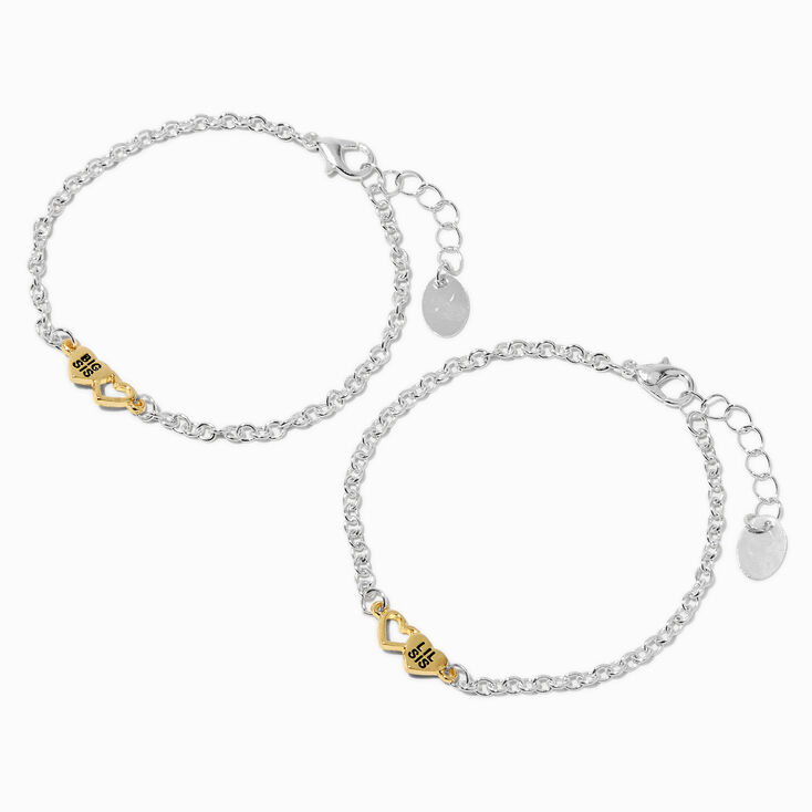 Best Friends Big Sis &amp; Lil Sis Heart Charm Bracelets - 2 Pack,