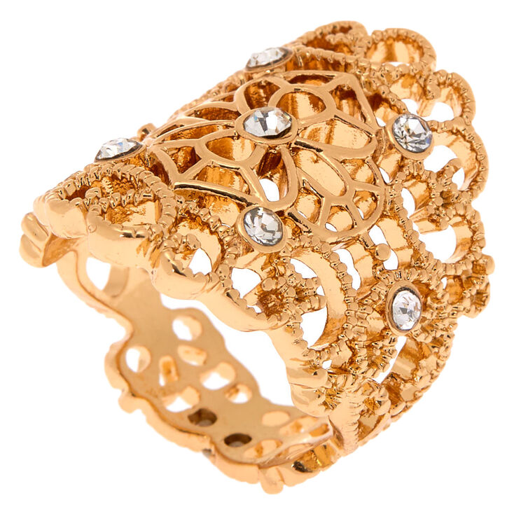 Gold Filigree Flower Ring,