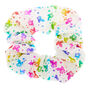 Medium Rainbow Unicorn Stars Hair Scrunchie - White,