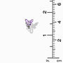 Purple Cubic Zirconia Silver Butterfly Clip-On Earrings,