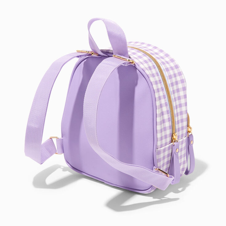 Claire&#39;s Club Purple Gingham Daisy Backpack,