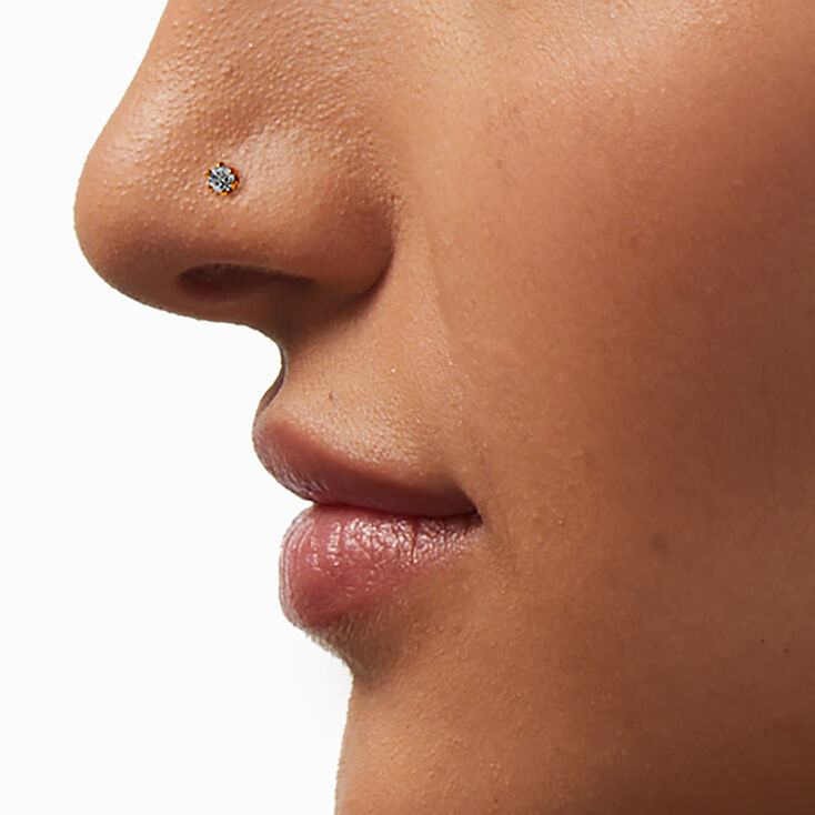 20G Gold-tone Stainless Steel Cubic Zirconia Nose Studs - 3 Pack,