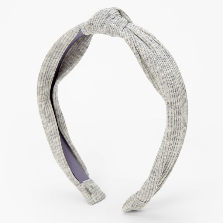 Ribbed Knotted Headband - Light Gray,