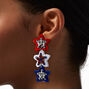 Red, White, &amp; Blue Beaded Star Trio Drop Earrings,