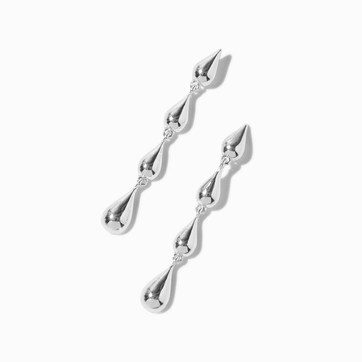 Silver-tone Raindrop Linear Drop Earrings,