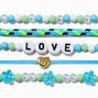Turquoise &quot;Love&quot; Seed Bead Stretch Bracelet Set - 5 Pack,