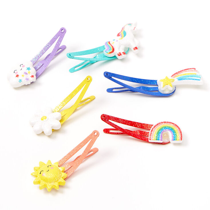 Claire&#39;s Club Sunshine &amp; Rainbows Snap Hair Clips - 6 Pack,