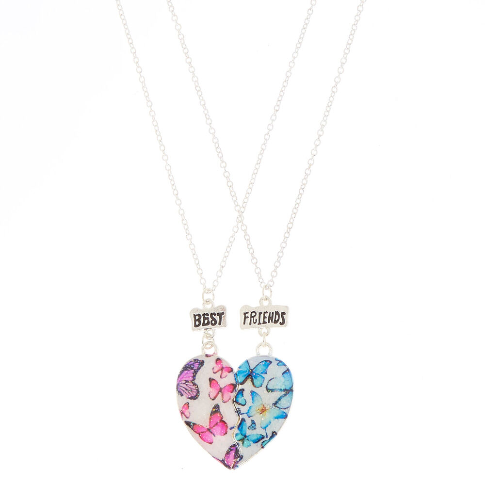 Best Friends Butterfly Heart Pendant Necklaces,